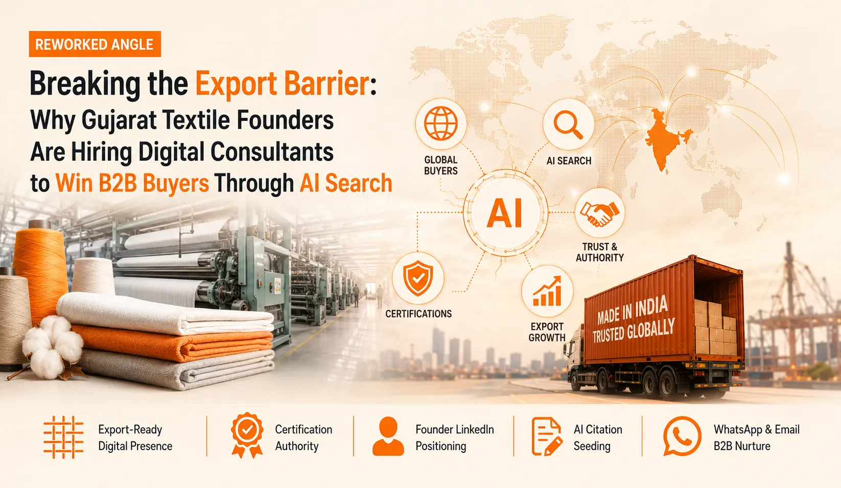 Breaking the Export Barrier — Gujarat textile manufacturers building AI-enhanced digital authority for international B2B export buyers